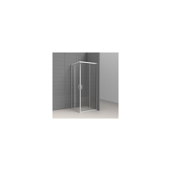 Angle de douche carré 80 x 80 cm en verre 4 mm transparent