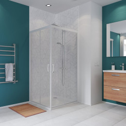 Angle de douche carré 80 x 80 cm en verre 4 mm transparent