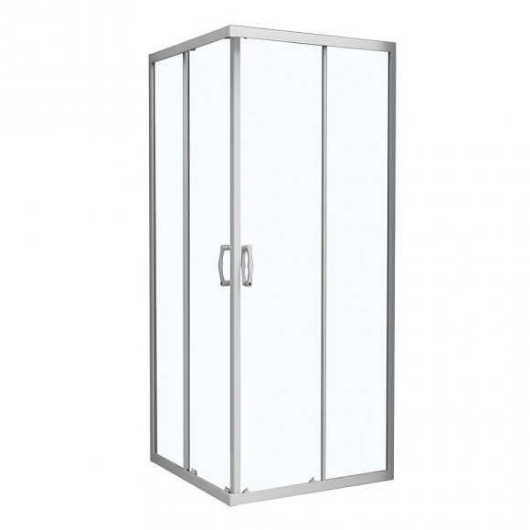 Angle de douche carré 90 x 90 cm en verre 4 mm transparent