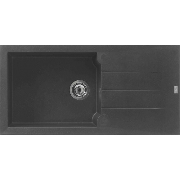 Evier Quartz Granit Alinéo 1 Grand Bac 1 égouttoir 100x50 Gris Titane