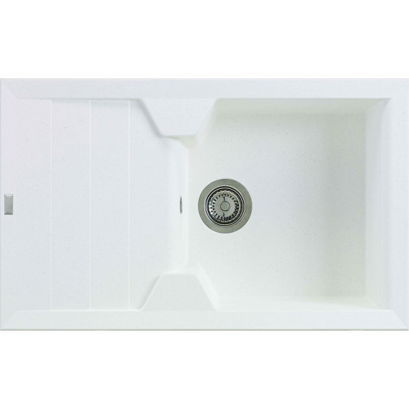 Evier en Quartzolit Granit Victoria 1 Bac 1 égouttoir 81 x50 Blanc