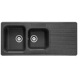 Evier en Quartzolit Granit Flora 2 Bacs 1 égouttoir 116x50 Noir