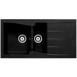 Evier en Quartzolit Granit Luna 1.5 Bac 1 égouttoir 100x50 Noir