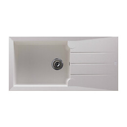Evier Quartzolit Granit Alinéo 1 Grand Bac 1 égouttoir 100x50 Blanc