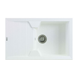 Evier en Quartzolit Granit Victoria 1 Bac 1 égouttoir 81 x50 Blanc