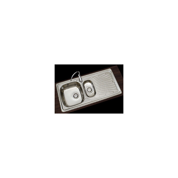 Evier à encastrer 1 bas+ 1 égouttoir inox lisse
