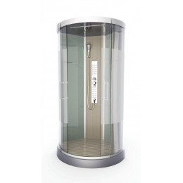 Cabine de douche ronde structure alu laqué gris métal 95x95x230