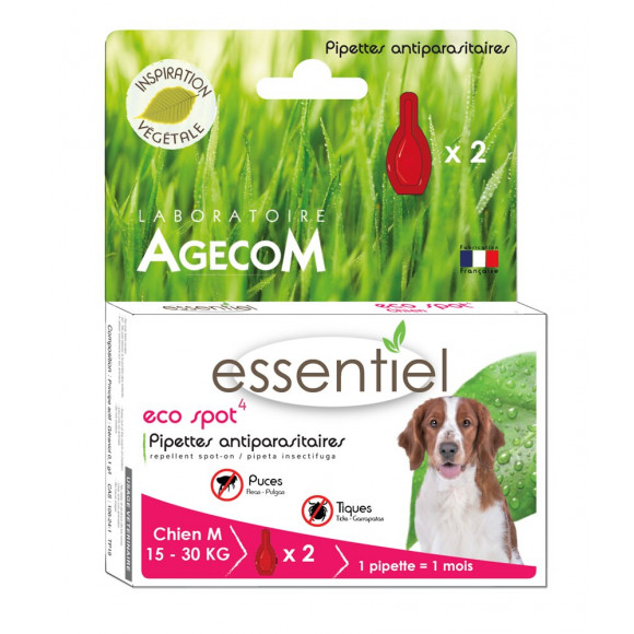 2 pipettes antiparasitaires ESSENTIEL Eco Spot pour chien