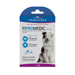 Pipettes antiparasitaires FRANCODEX chien Fipromédic 4 x1,34ml