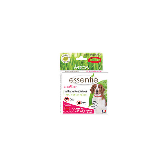 Collier antiparasitaire ESSENTIEL rouge pour chien