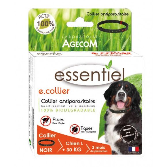 E.collier grand chien noir75cm