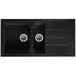 Evier en Quartzolit Granit Alinéo 1,5 Bac 1 égouttoir 100 x50 Noir