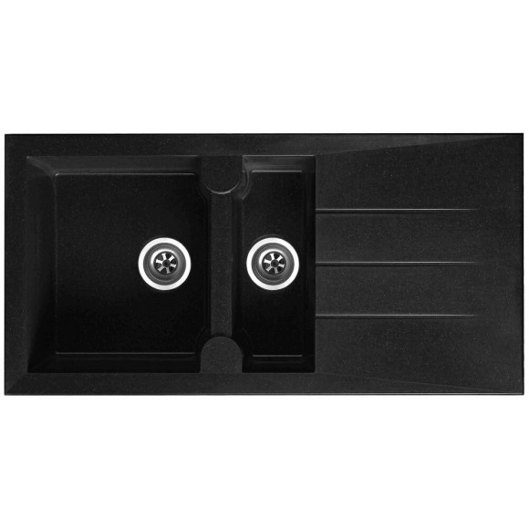 Evier en Quartzolit Granit Alinéo 1,5 Bac 1 égouttoir 100 x50 Noir