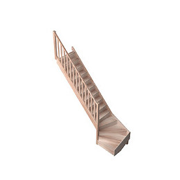 Escalier traditionnel en hêtre 1/4 tournant gauche avec rampe