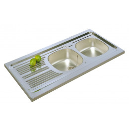 Evier Inox 2 Bacs 1 égouttoir 120x60