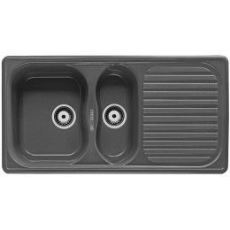 Evier à encastrer Fam 1,5 cuves + égouttoir Gris titane