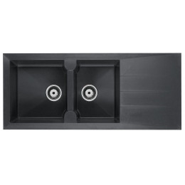 Evier Quartzolit Granit Alinéo 2 Bacs 1 égouttoir 116x50 Gris Titane