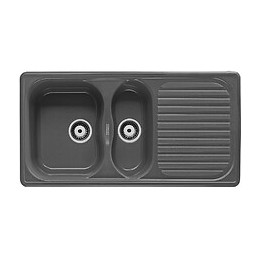 Evier à encastrer Fam 1,5 cuves + égouttoir Gris titane