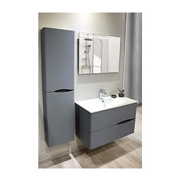 Meuble de salle de bains 2DOO gris mat monté L.91xP.46xH.56.5cm