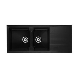 Evier à encastrer Alineo 2 cuves + égouttoir Noir