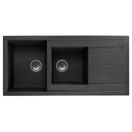 Evier SMC Cube 2 Bacs 1 égouttoir 110x50 Noir