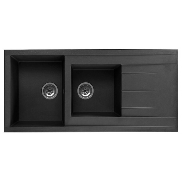 Evier SMC Cube 2 Bacs 1 égouttoir 110x50 Noir