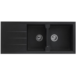 Evier à encastrer Aloa 2 cuves + égouttoir Noir