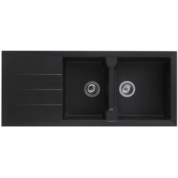 Evier à encastrer Aloa 2 cuves + égouttoir Noir