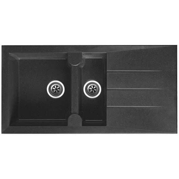 Evier Quartzolit Granit Alinéo 1,5 Bac 1 égouttoir 100x50 Gris Titane