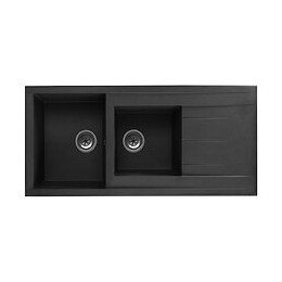 Evier SMC Cube 2 Bacs 1 égouttoir 110x50 Noir