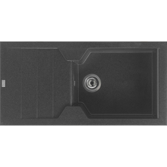 Evier Quartz Granit Victoria 1 Grand Bac 1 égouttoir 100x50 Noir