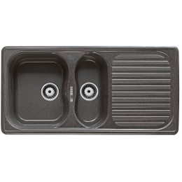 Evier en Quartzolit Granit Alaska 1,5 Bac 1 égouttoir 98x49 Noir