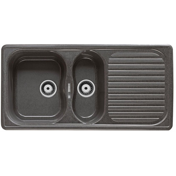 Evier en Quartzolit Granit Alaska 1,5 Bac 1 égouttoir 98x49 Noir