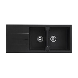 Evier à encastrer Aloa 2 cuves + égouttoir Noir