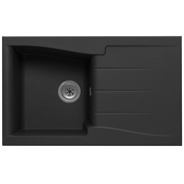 Evier en Quartzolit Granit Luna 1 Bac 1 égouttoir 81 x50 Noir