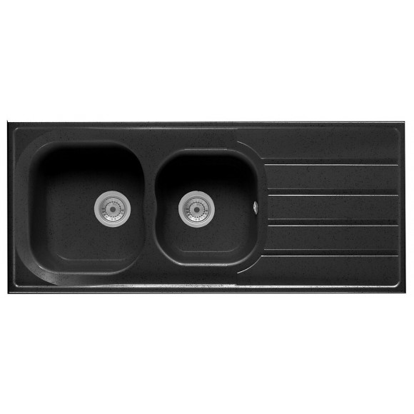Evier SMC Dakota 2 Bacs 1 égouttoir 116x50 Noir