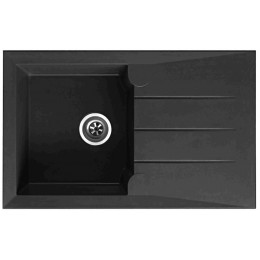 Evier en Quartzolit Granit Alinéo 1 Bac 1 égouttoir 81 x50 Noir
