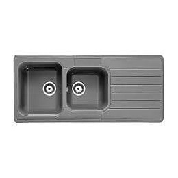 Evier à encastrer Fam 2 cuves + égouttoir Gris titane