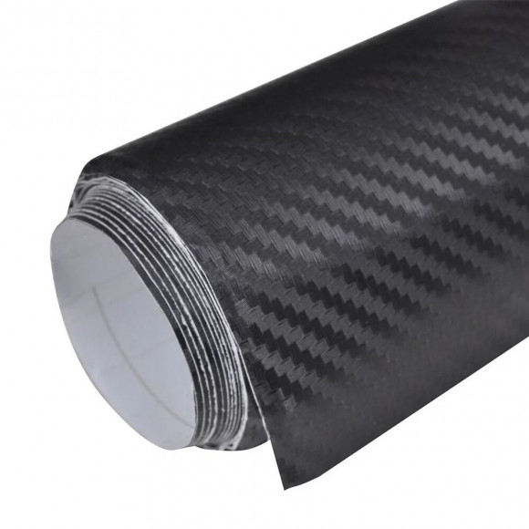 Film Fibre De Carbone 3d Vinyl Noir 152 X 500 Cm Pour Voiture -