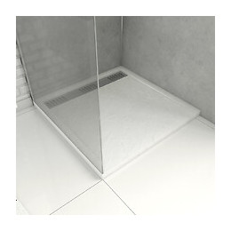 Receveur Extra Plat A Poser 80x80 Cm Caniveau - Blanc - Anti-derapant - Moon Square Linear 80