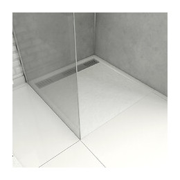 Receveur Extra Plat A Poser 80x80 Cm Caniveau - Blanc - Anti-derapant - Moon Square Linear 80