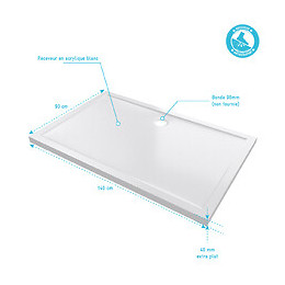 Receveur De Douche A Poser Extra-plat En Acrylique Blanc Rectangle - 140x90cm - Bac De Douche