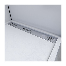 Receveur Extra Plat À Poser 120x80cm Caniveau - Acrylique Blanc Effet Pierre - Anti-dérapant - Moon