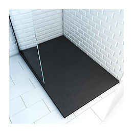 Receveur À Poser En Matériaux Composite Smc - Finition Ardoise Noire - 90x140cm - Rock 2 Black 90