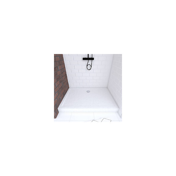 Receveur Haut A Poser 120x80x11cm - Acrylique Renforce Blanc Effet Pierre - Anti-derapant