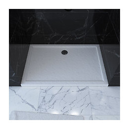 Receveur De Douche A Poser Rectangle Extra Plat En Acrylique Renforcee Blanc - Finition Pierre