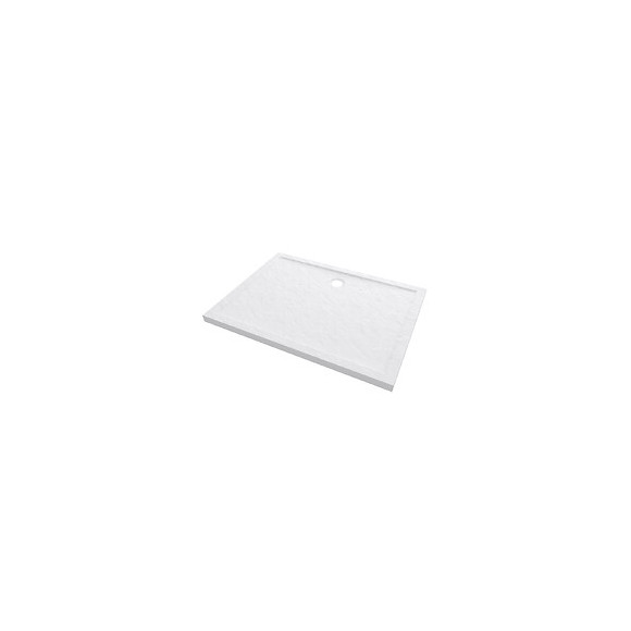 Receveur De Douche A Poser Rectangle Extra Plat En Acrylique Renforcee Blanc - Finition Pierre