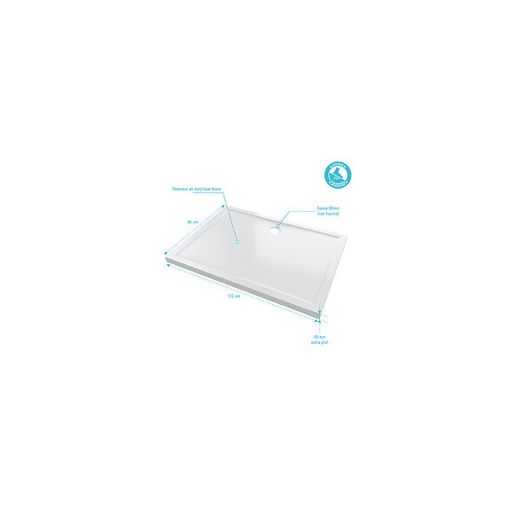 Receveur De Douche A Poser Extra-plat Blanc Rectangle -120x90cm -bac De Douche Whiteness Ii 120