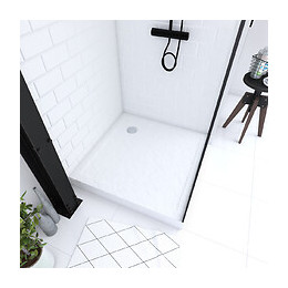 Receveur Haut A Poser 90x90cm - Acrylique Renforce Blanc Effet Pierre - Anti-derapant