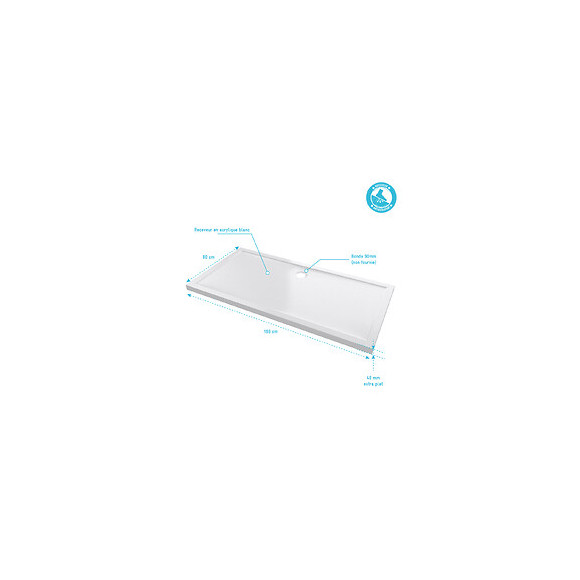 Receveur De Douche A Poser Extra-plat En Acrylique Blanc Rectangle - 160x80cm - Bac De Douche